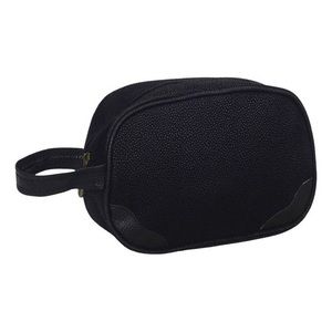 NWT Bellemonde Black Vegan Leather Dopp Kit Travel Toiletry Cosmetic Makeup Bag